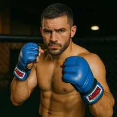 Amber Fight Gear Premium Leather Grappling Gloves &ndash; Enhanced Grip, Wrist Support, Breathable Comfort for MMA & Clinch Fighting, Blue, Medium