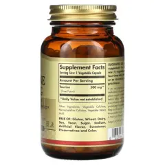 Solgar Taurine, 500 mg, 100 Vegetable Capsules