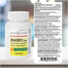Geri Care Bisacodyl 5mg Stimulant Laxative Enteric Coated Relief Tablets, 100 Count