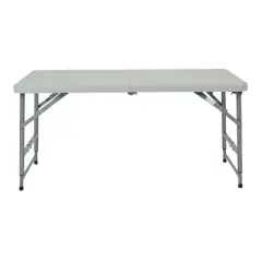 4" Long Height Adjustable Fold in Half Resin Multi Purpose Table Gray - OSP Home Furnishings