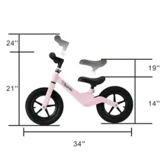 Trimate: Toddler 12" Pink Balance Bike with Inflated Tire, Ages 3-5