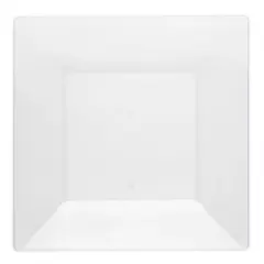 Smarty Had A Party 10.75" White Square Plastic Dinner Plates - 120 pcs
