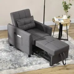 NicBex Convertible Sleeper Chair,3-in-1 Multi-Functional Folding Sofa Bed,Modern Couches with  Adjustable Backrest for Living Room,Dark Gray/Gray