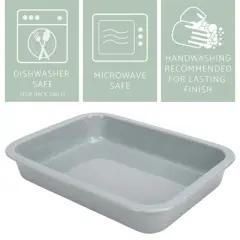Elanze Designs Large 9x13 inch Stoneware Porcelain Baking Dish With Stainless Steel Rack, Grey
