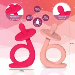 Baby Teething Toys, Silicone Baby Teether Baby Chew Toys Freezer Safe BPA Free, Soothe Babies Gums Teething (Dark & Light Pink)