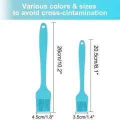 Unique Bargains Heat Resistant Non-stick Grilling Oil Baking Basting Silicone Brush Blue 2 Pcs