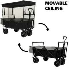 Lirago 7" Collapsible Baby Stroller Wagon 480Lbs with Canopy Mosquito Net All Terrain Wheels Adjustable Handle Black