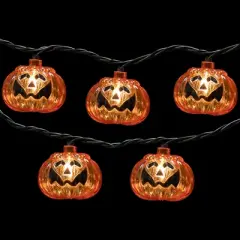 Northlight Jack O Lantern Halloween Lights - 7.5' Black Wire - 10ct