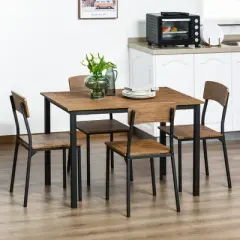 HOMCOM 5 Piece Modern Industrial Dining Table and Chairs Set for Small Space, kitchen, Dining room