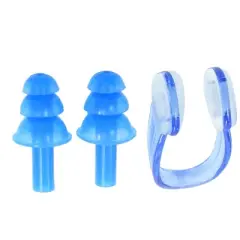 Unique Bargains Swimming Earplugs Nose Clip with Clear Plastic Box Blue 1 Pc