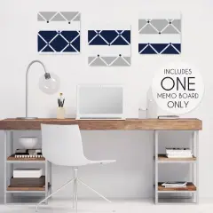 Sweet Jojo Designs Gender Neutral Unisex Fabric Photo Memo Board Stripe Blue and Grey