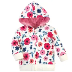 Touched by Nature Baby and Toddler Girl Organic Cotton Hoodie, Bodysuit or Tee Top, and Pant, Garden Floral