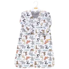 Hudson Baby Boys Long Sleeve Plush Faux Fur Sleeping Bag, Wearable Blanket, Zoo Animals