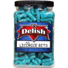 Blue Blueberry Licorice Bits by It's Delish, 2.5 LBS (40 Oz) Jumbo Container Jar