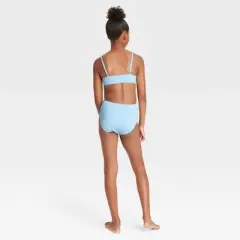 Girls' Warm Days Ahead Solid One Piece Swimsuit - art class&trade; Light Blue