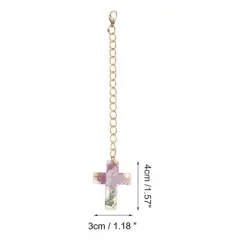 Unique Bargains Dried Flower Cross Water Cup Pendant Purple Green 1 Pc