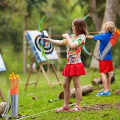 VEVOR Bow and Arrow Set for Kids,2 Pack Archery Set with 20 Suction Cup Arrows,2 Hanging Targets,2 Quivers,Outdoor for Boy & Girl 6 7 8 9 10+ Year Old