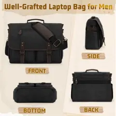 Mens Messenger Bag  Vintage Canvas Briefcase Water-resistant Large Computer Laptop Bag