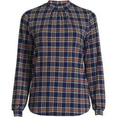 Lands' End Women's Jersey Long Sleeve Gathered Mock