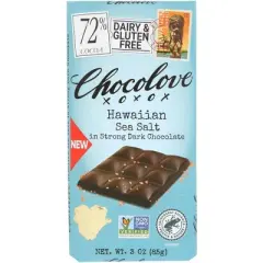 Chocolove 72% Cocoa Hawaii Sea Salt Dark Chocolate Bar - Case of 12/3 oz