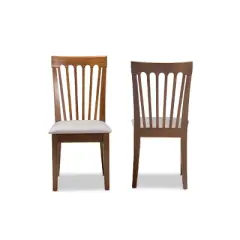 Set of 2 Minette Fabric Upholstered Wood Dining Chairs Gray/Walnut - Baxton Studio