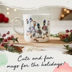 Royal Worcester 14 Oz Duck The Halls Christmas Mug with Duck Design - Fine Bone China Winter Holiday Coffee Mug, Microwave & Dishwasher Safe