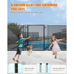 Inground Pool Fence Gate with Stainless Steel Lock, Durable 340 GMS Teslin PVC Mesh, Easy DIY Installation, Secure Barrier for Backyard Pools