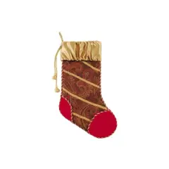 C&F Home 20" Red & Brown Neoclassic Christmas Hanging Large Stocking with Gold Satin Cuff & Gold Rope Tassels