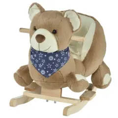 Cesicia Baby Rocking Horse with Lullaby, Riding Horse, Bear Themed Plush Animal Rocker with Pedals for Ages 18-36 Months