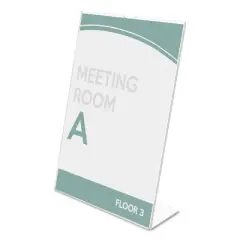 Deflecto Slanted Desk Sign Holder Plastic 5 x 7 Clear 590301