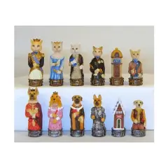 3.25" Cats & Dogs Resin Chessmen Board Game
