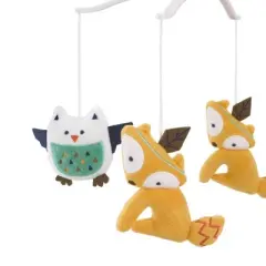 Little Love By NoJo Aztec Musical Mobile with 2 Foxes and 2 Owls - Gold and Green