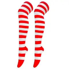 Striped Patterned - Over the Knee - Socks from the Sock Panda (Women's Sizes Adult Medium) - Christmas Colors