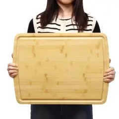 Bamboo Wood Cutting Board for Kitchen,  Large Chopping Board, Wooden Cheese Charcuterie Board