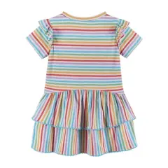 Andy & Evan Toddler Striped Ruffle Dress Beige, Size 5T
