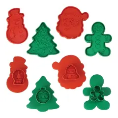 R&M International 4 Piece Double Sided Christmas Cookie Stamper Set, 2-Inch