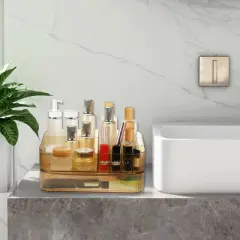 Unique Bargains Translucent Stackable Drawers Makeup Organizer