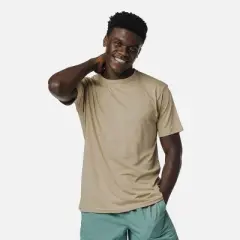 Vapor Apparel Men's UPF 50+ UV Sun Protection Solar Short Sleeve T-Shirt, Tan, Small