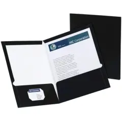 Oxford 2-Pocket Laminated Folder, 100 Sheet Capacity, Black, Pack of 25