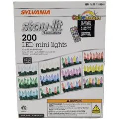 Sylvania Stay-Lit Color Action 200 LED Mini Lights with Remote Control 66-feet