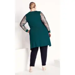 Women's Plus Size Lacey Sleeve Tunic - sea green | AVENUE STUDIO