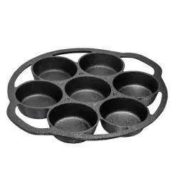 Bruntmor Cast Iron 7-Cup Biscuit Pan Non Stick - Black