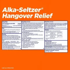 Alka-Seltzer Hangover Relief, Orange Fizz, Effervescent Tabs 20Ct