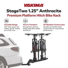 Yakima StageTwo Premium Bike Tray Hitch Bike Rack Compatible Wheelbases