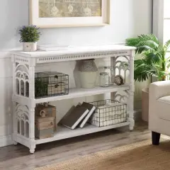 3 Tier Console Table Distressed White - Stylecraft