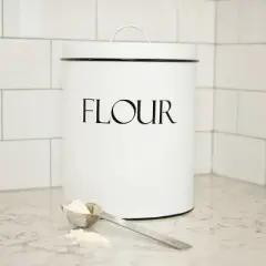 Outshine Co White Vintage Farmhouse Flour Canister with Lid