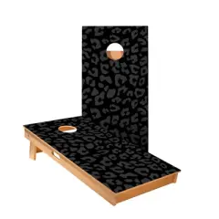 Skips Garage Black Leopard Print Cornhole Boards - ACA Star Series