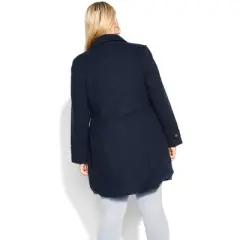 Women's Plus Size Military Coat - navy | EVANS