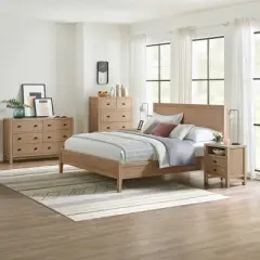 5pc Arden Wood Bedroom Set with Two 2 Drawer Nightstands Light Driftwood - Alaterre Furniture