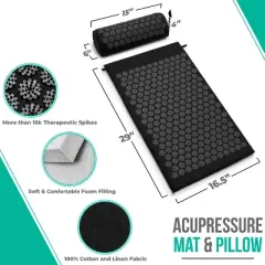 Sorbus 29 Inch Acupressure Mat, Pillow & Carry Bag Set - Helps with Stress, Back & Neck Pain - Great for Muscle Relaxation, Sciatica, & Meditation